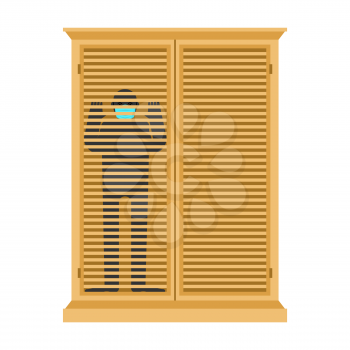 Man inside in closet Isolation from coronavirus. Quarantine from the virus. Pandemic.