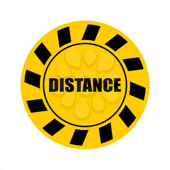 Sticker distance with virus. Keep your distance in line. Stickers for shops and public places. Coronavirus isolation mode. Quarantine from the virus. Pandemic.