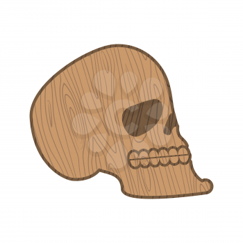 Wooden skull. Heads of skeleton of wood isolated on white background
