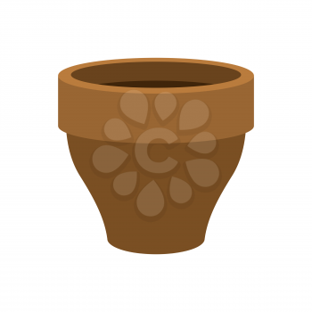 Flower pot empty  isolated. Brown Clay Flowerpot on white background
