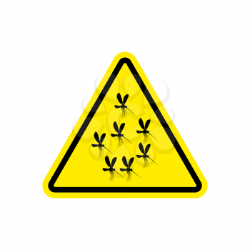 Attention mosquito. midge in yellow Triangle. Warning road sign

