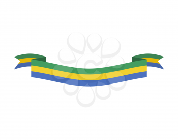 Gabon flag ribbon isolated. Gabonese Republic tape banner. State patriotic sign
