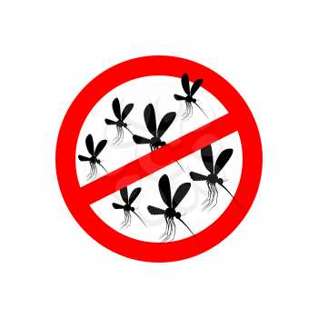 Stop mosquito. Red prohibition sign. Ban insects
