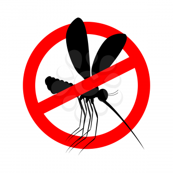 Stop mosquito. Red prohibition sign. Ban insects
