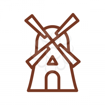 Mill line icon. Sign for production of bread and bakery. traditional agriculture building