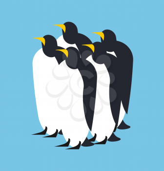 Penguin flock. Animal north pole. Bird Antarctica and Arctic
