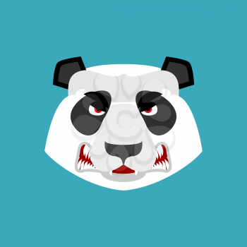 Panda angry Emoji. Chinese bear Aggressive emotion isolated
