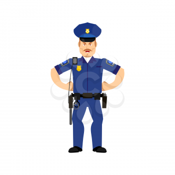 Police officer angry Emoji isolated. Policeman aggressive emotion
