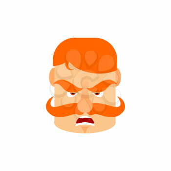 Vintage Irishman with red mustache angry Emoji. Retro Men face aggressive emotion isolated