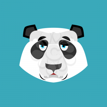 Panda sad Emoji. Chinese bear sadness emotion isolated
