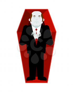 Dead man in coffin isolated. corpse in casket on white background. Religion illustration. Deceased
