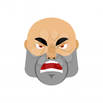 Brutal Man angry Emoji. Men face Aggressive emotion isolated

