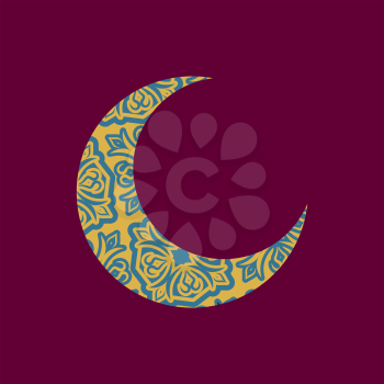 Crescent Arab pattern. Illustration for Eid Mubarak. Ramadan islam holiday

