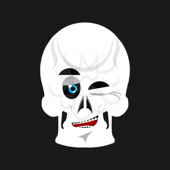 Skull winks Emoji. skeleton head happy emotion isolated
