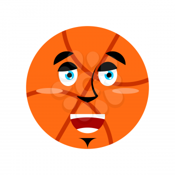 Basketball happy Emoji. Ball merry emotion isolated
