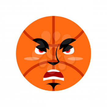 Basketball angry Emoji. Ball grumpy emotion isolated
