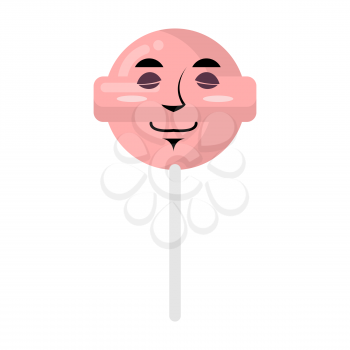 Lollipop sleeping Emoji. Candy on stick asleep emotion isolated 