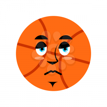 Basketball sad Emoji. Ball sorrowful emotion isolated
