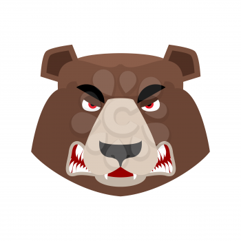 Bear angry Emoji. grizzly aggressive emotion. face Wild animal isolated
