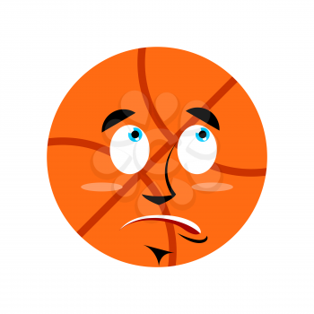 Basketball surprised Emoji. Ball astonished emotion isolated
