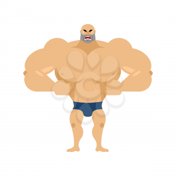 Athlete angry Emoji. aggressive bodybuilder. unkind sportsman. fitness man evil
