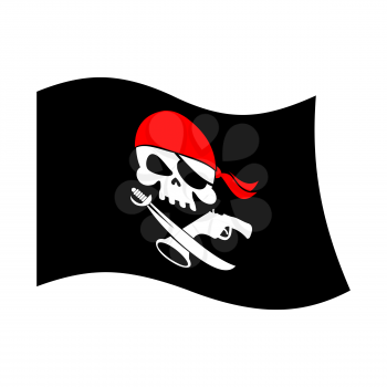 Pirate flag skull and crossbones. piratical black banner isolated