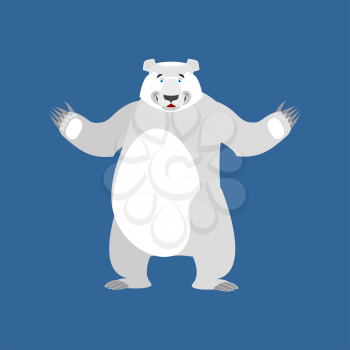 Polar Bear happy Emoji. Wild animal Arctic and Antarctic. Merry Emotion beast