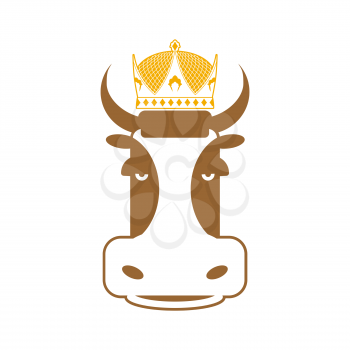 Royal beef. Cow in crown. Sign for meat production
