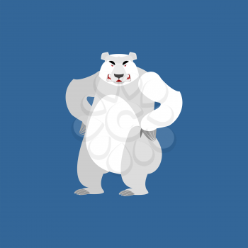 Polar Bear angry Emoji. Wild animal Arctic and Antarctic. aggressive Emotion beast