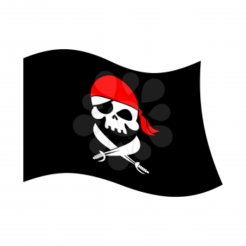 Pirate flag skull and crossbones. piratical black banner isolated