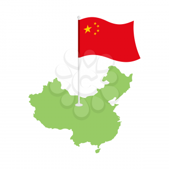 China map and flag. Chinese resource and land area. State patriotic sign
