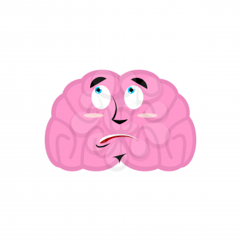 brain surprised emotion. Human brains Emoji astonished. Isolated Mind