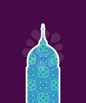 Mosque isolated. Arab pattern madrasah. Illustration for Eid Mubarak. Ramadan islam holiday
