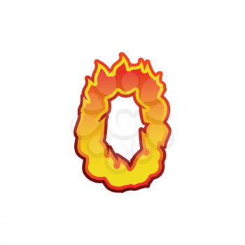 Number 0 fire. Flames Font zero. Tattoo alphabet character. fiery sign ABC