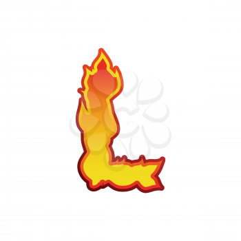 Letter L fire. Flames font lettering. Tattoo alphabet character. fiery sign alphabet