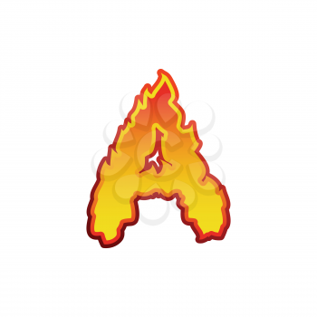 Letter A fire. Flames font lettering. Tattoo alphabet character. fiery sign alphabet