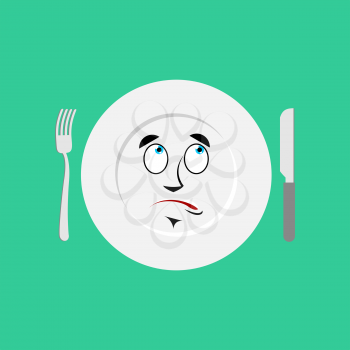 Plate surprised Emoji. Empty dish isolated astonished emotion
