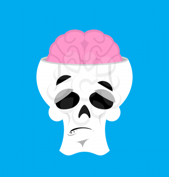 Skull and brain Surprised Emoji. skeleton head astonished emotion isolated
