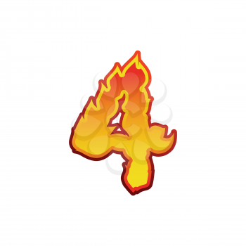 Number 4 fire. Flames Font four. Tattoo alphabet character. fiery sign ABC