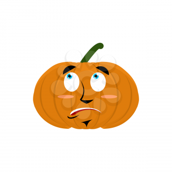 Pumpkin surprised Emoji. Halloween vegetable astonished emotion isolated