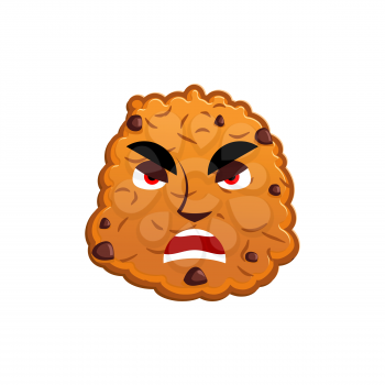 Cookies angry Emoji. biscuit emotion aggressive. Food Isolated
