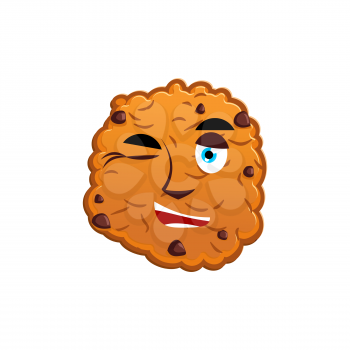 Cookies winking Emoji. biscuit emotion happy. Food Isolated
