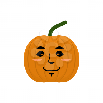 Pumpkin sleeping Emoji. Halloween and Thanksgiving Day vegetable asleep emotion isolated
