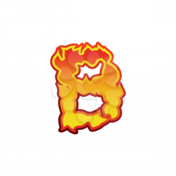 Letter B fire. Flames font lettering. Tattoo alphabet character. fiery sign alphabet