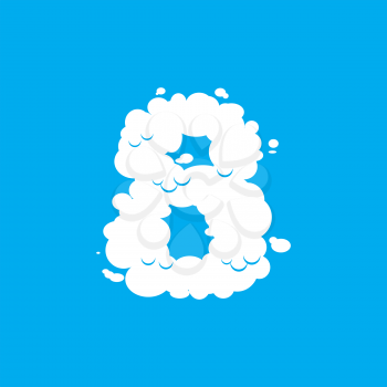 Number 8 cloud font symbol. White Alphabet sign eight  on blue sky