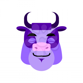 Purple Cow sleep Emoji. Bull Head asleep emotion