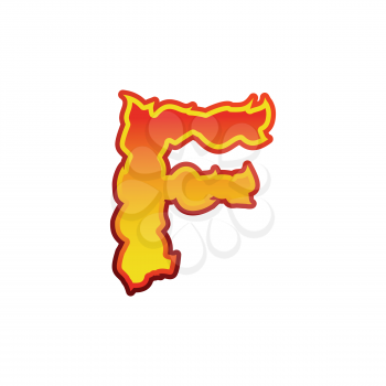 Letter F fire. Flames font lettering. Tattoo alphabet character. fiery sign alphabet