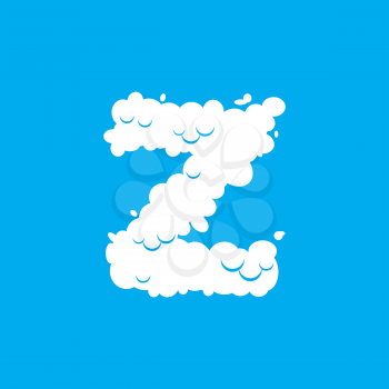 Letter z cloud font symbol. White Alphabet sign on blue sky