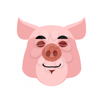 Pig sleeping Emoji. piggy asleepl emotion on white background. Farm animal
