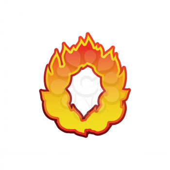 Letter O fire. Flames font lettering. Tattoo alphabet character. fiery sign alphabet